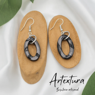 Pendientes Aro Negro Reflejos