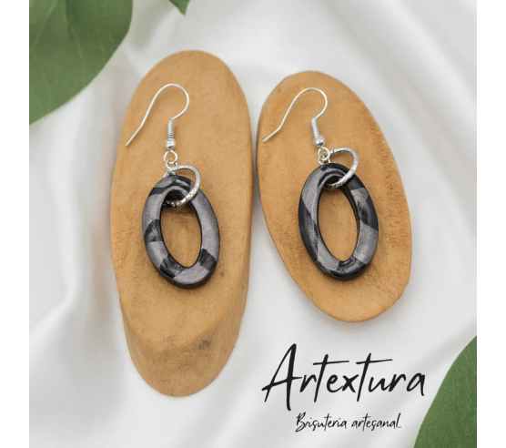 Pendientes Aro Negro Reflejos