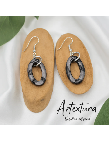 Pendientes Aro Negro Reflejos