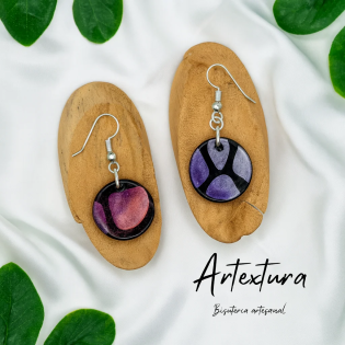 Pendientes Circulo Negro Reflejos