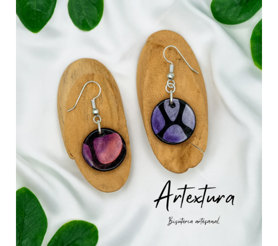Pendientes Circulo Negro Reflejos
