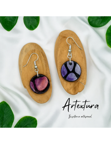 Pendientes Circulo Negro Reflejos
