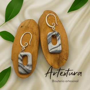 Pendientes Cuadrado Marmolado