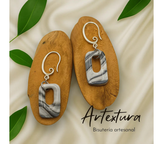 Pendientes Cuadrado Marmolado