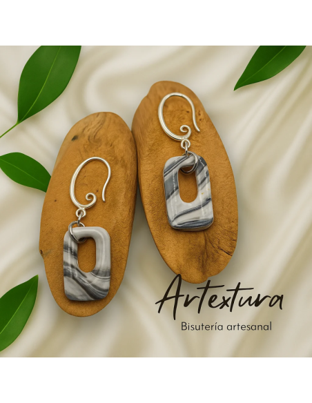 Pendientes Cuadrado Marmolado