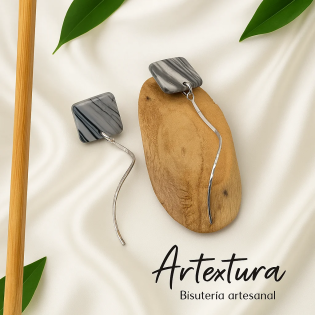Pendientes Cuadrado Marmolado