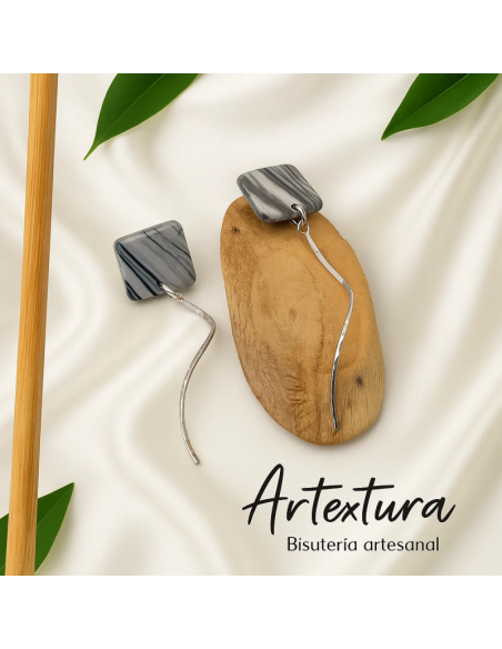Pendientes Cuadrado Marmolado