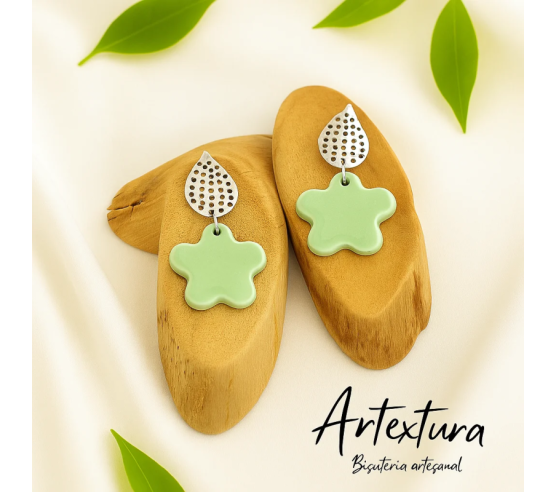 Pendientes Flor Verde