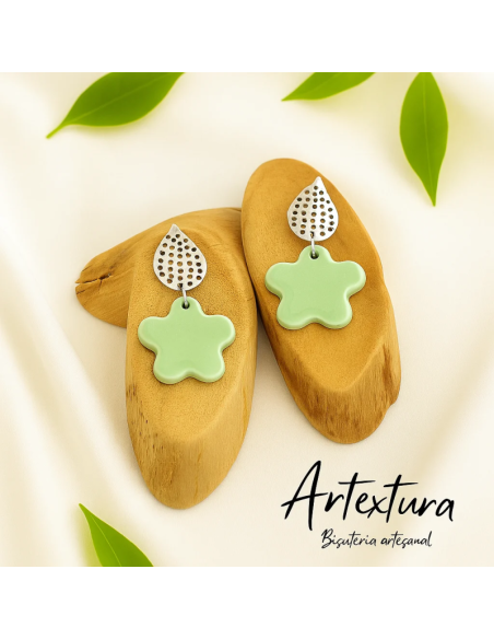 Pendientes Flor Verde