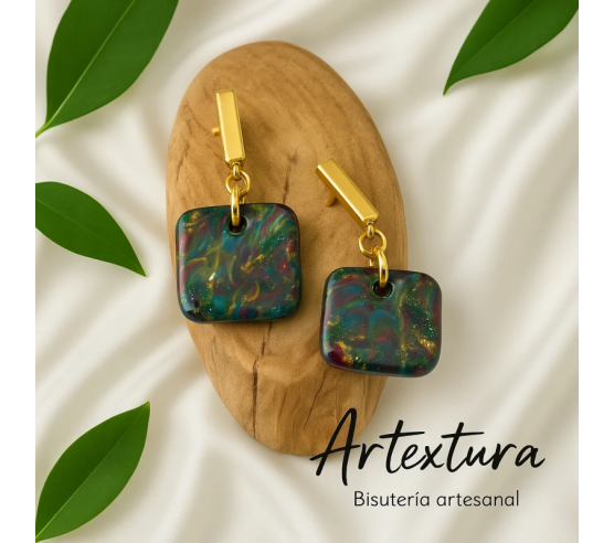 Pendientes Cuadrado Multicolor