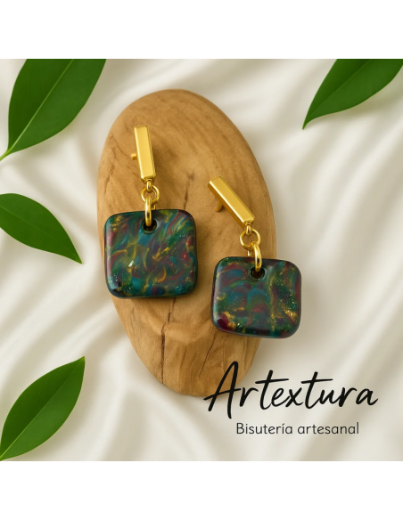 Pendientes Cuadrado Multicolor