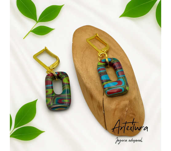 Pendientes Cuadrito Multicolor