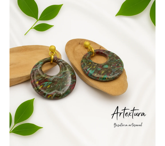Pendientes Circulo Abierto Multicolor