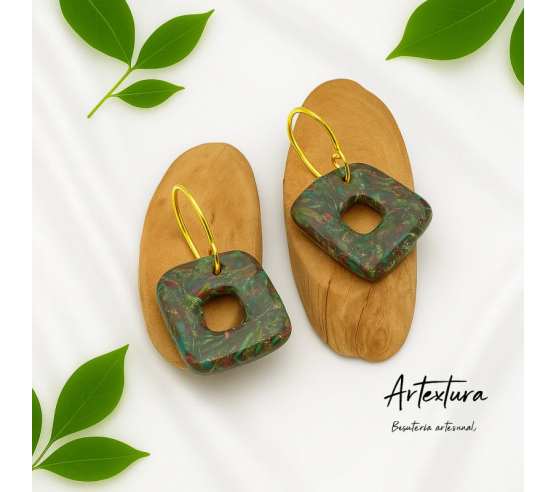 Pendientes Cuadro Abierto Multicolor
