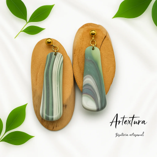 Pendientes Forma Verde Marmol