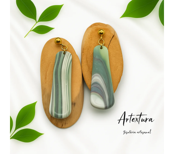Pendientes Forma Verde Marmol