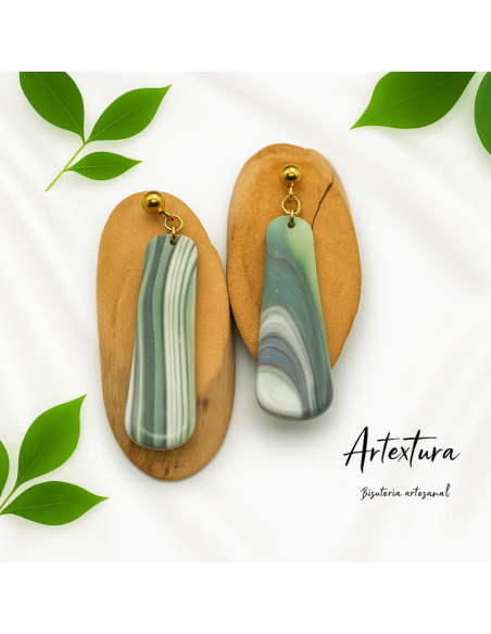 Pendientes Forma Verde Marmol