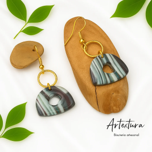 Pendientes Cajita Verde Marmol