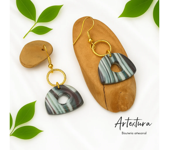 Pendientes Cajita Verde Marmol