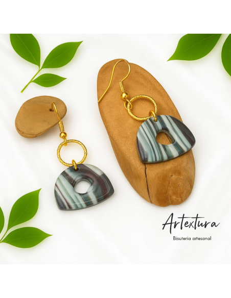Pendientes Cajita Verde Marmol