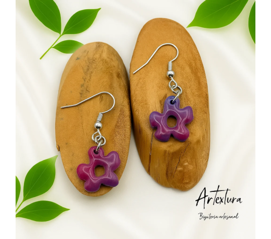 Pendientes Flor Purpura