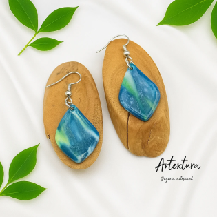 Pendientes Lagrima Azul Marmolado