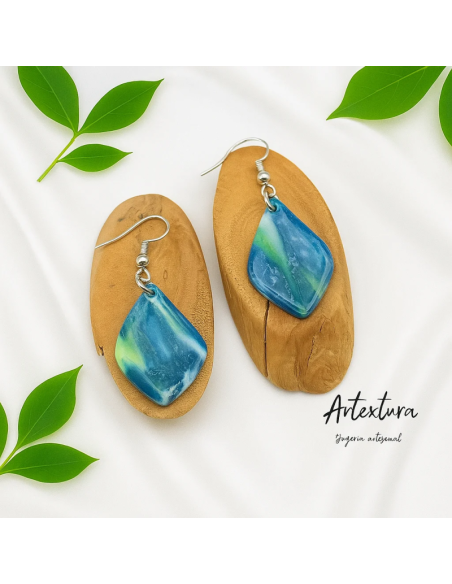 Pendientes Lagrima Azul Marmolado