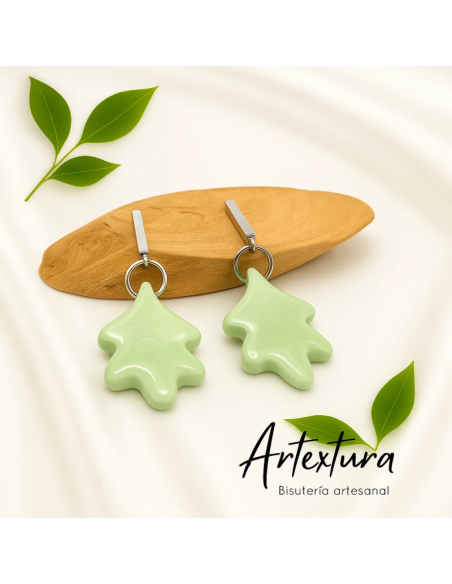Pendientes Hoja Verde