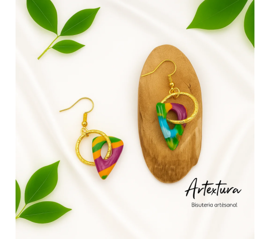 Pendientes Triangulo Multicolor