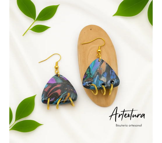 Pendientes Triangulo Aros Multicolor