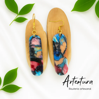 Pendientes Ovalo Largo Multicolor