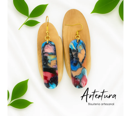 Pendientes Ovalo Largo Multicolor