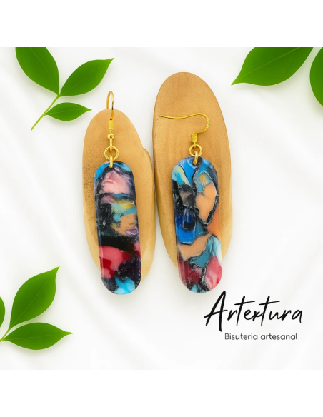 Pendientes Ovalo Largo Multicolor