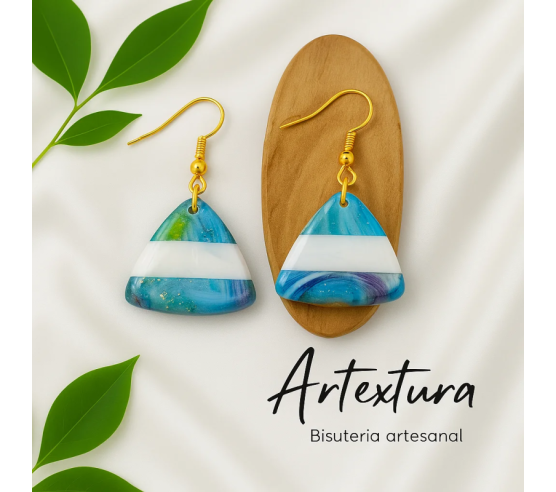Pendientes Triangulo Franjas Multicolor