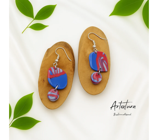 Pendientes Piezas Purpura y Azul