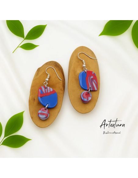 Pendientes Piezas Purpura y Azul