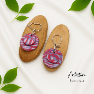 Pendientes Doble Circulo Purpura y Azul