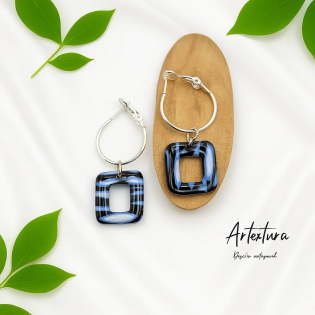 Pendientes Cuadros Negro y Azul