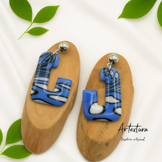 Pendientes Formas Negro y Azul