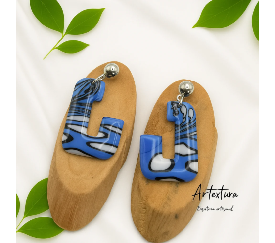 Pendientes Formas Negro y Azul