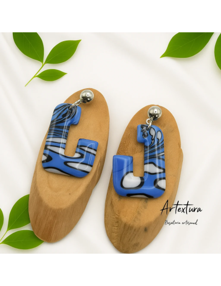 Pendientes Formas Negro y Azul