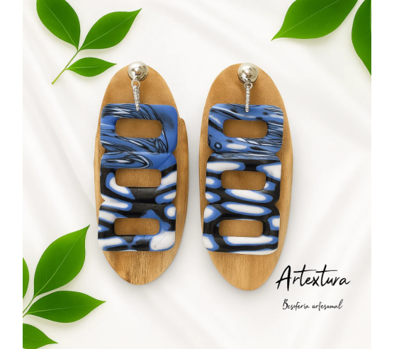 Pendientes Union Negro y Azul