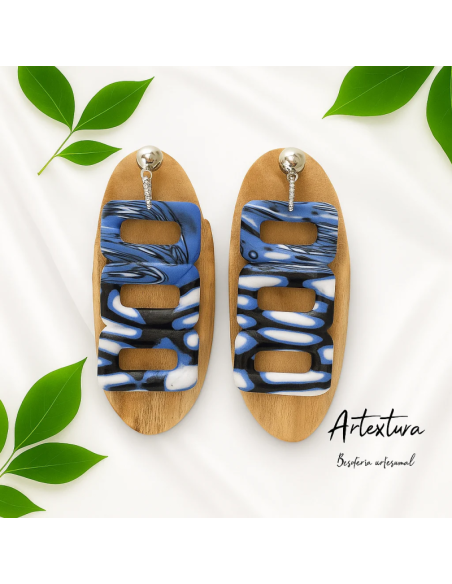 Pendientes Union Negro y Azul