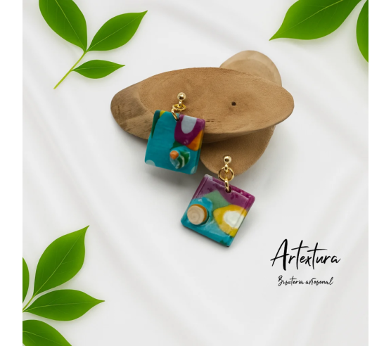 Pendientes Cuadrados de Color