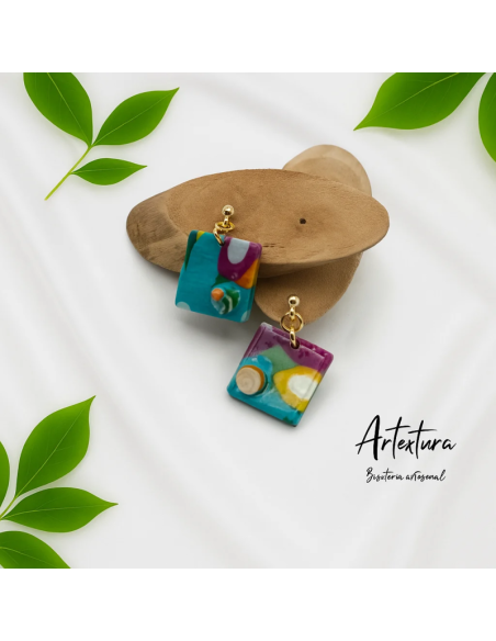 Pendientes Cuadrados de Color
