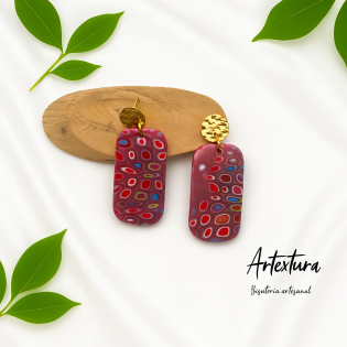 Pendientes Rectangulo En Rosa