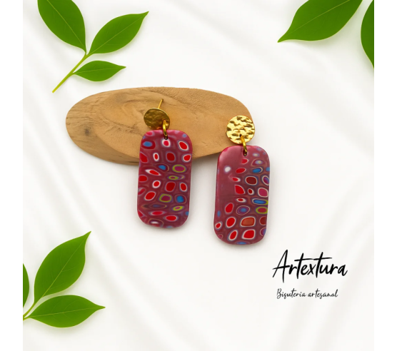 Pendientes Rectangulo En Rosa