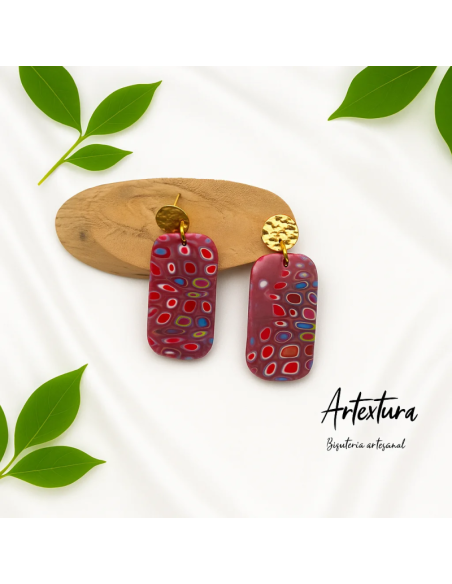 Pendientes Rectangulo En Rosa