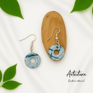 Pendientes Circulo Abierto Azul