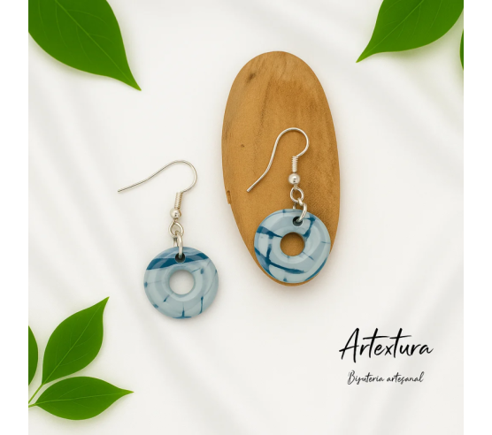 Pendientes Circulo Abierto Azul